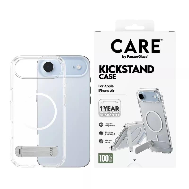 PanzerGlass CARE™ by ® maciņš caurspīdīgs ar statīvu un MagSafe iPhone Air