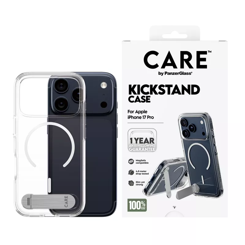 PanzerGlass CARE™ by ® Case caurspīdīgs ar statīvu un MagSafe iPhone 17 Pro