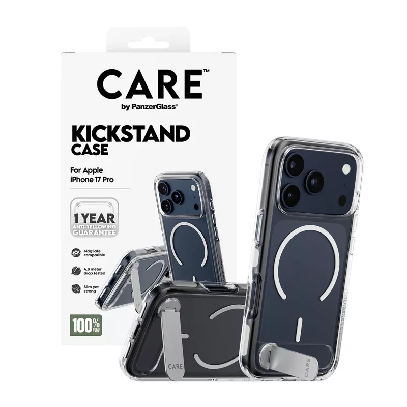 PanzerGlass CARE™ by ® Case caurspīdīgs ar statīvu un MagSafe iPhone 17 Pro
