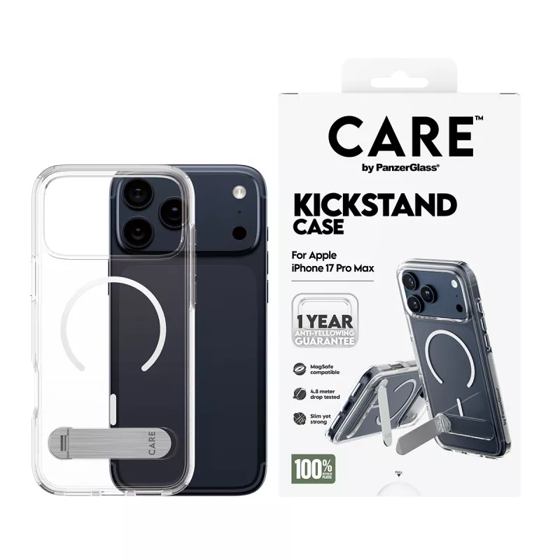 PanzerGlass CARE™ by ® Case Caurspīdīgs ar Statīvu un MagSafe iPhone 17 Pro Max