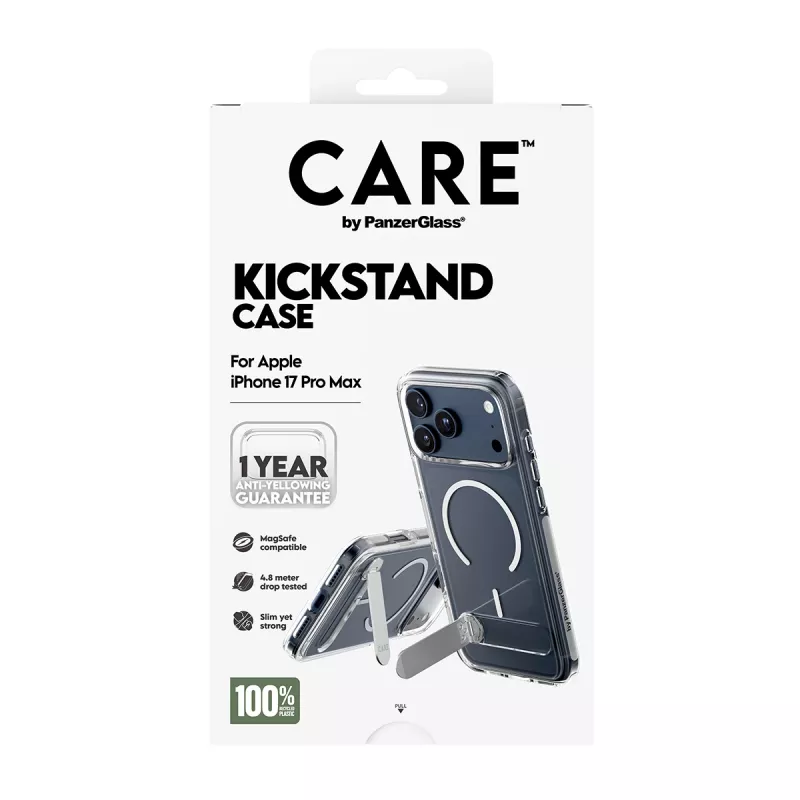 PanzerGlass CARE™ by ® Case Caurspīdīgs ar Statīvu un MagSafe iPhone 17 Pro Max