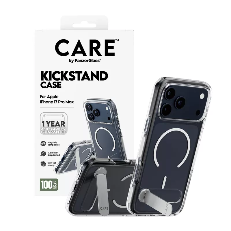 PanzerGlass CARE™ by ® Case Caurspīdīgs ar Statīvu un MagSafe iPhone 17 Pro Max