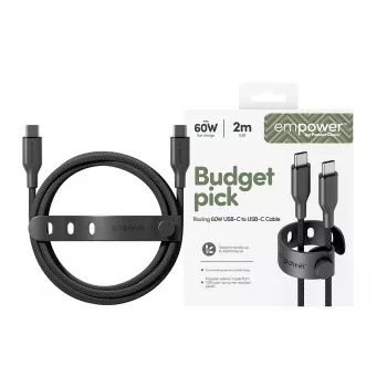 PanzerGlass empower™ by ® Racing 60W USB-C uz USB-C kabelis | USB 2.0 | 2M | Space Melns