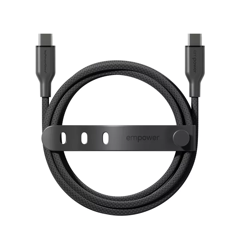 PanzerGlass empower™ by ® Racing 60W USB-C uz USB-C kabelis | USB 2.0 | 2M | Space Melns