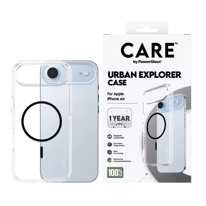 Cover PanzerGlass CARE by Flagship vāciņš Transparent Urban Explorer Melns MagSafe iPhone 17 Air