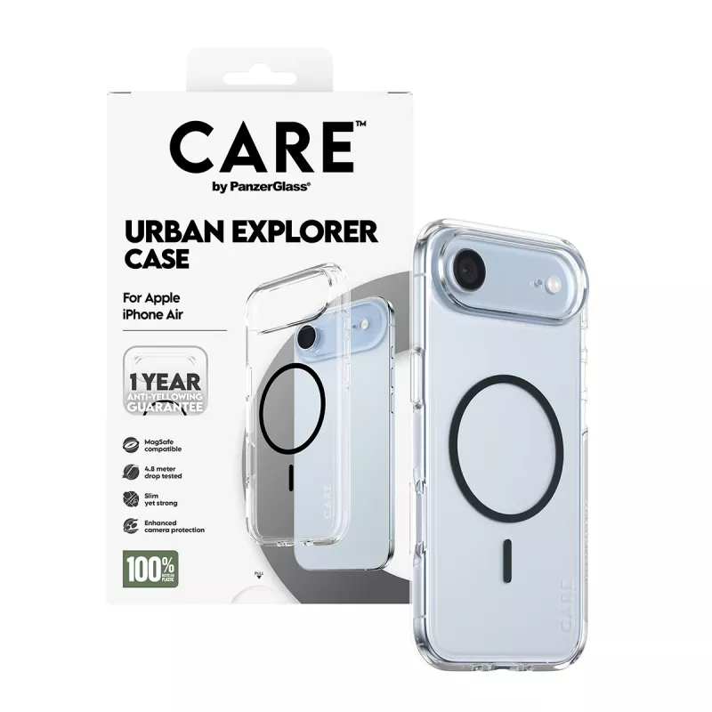 Cover PanzerGlass CARE by Flagship vāciņš Transparent Urban Explorer Melns MagSafe iPhone 17 Air