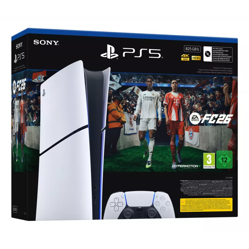 Sony PlayStation 5 Digital + EA Sports FC 26 komplekts 825 GB Wi-Fi melns, balts