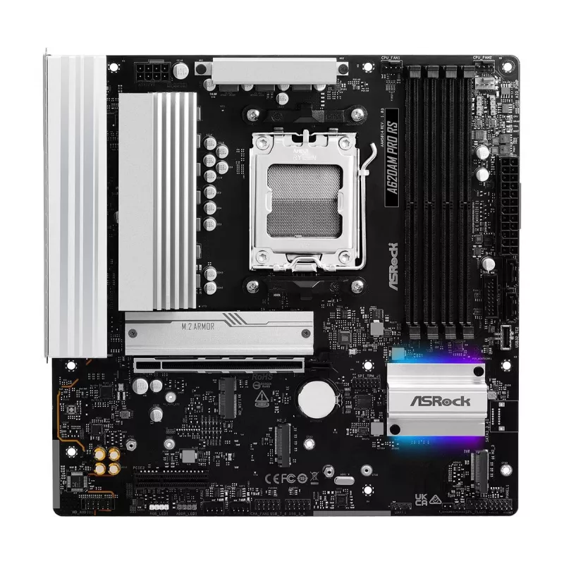 ASRock mātesplate A620AM Pro Rs AM5 AMD A620A 4 X DDR5 1 X HDMI 2.1 Tmds/frl 8g Saderīga 1 X DisplayPort 1.4 Ar DSC mATX