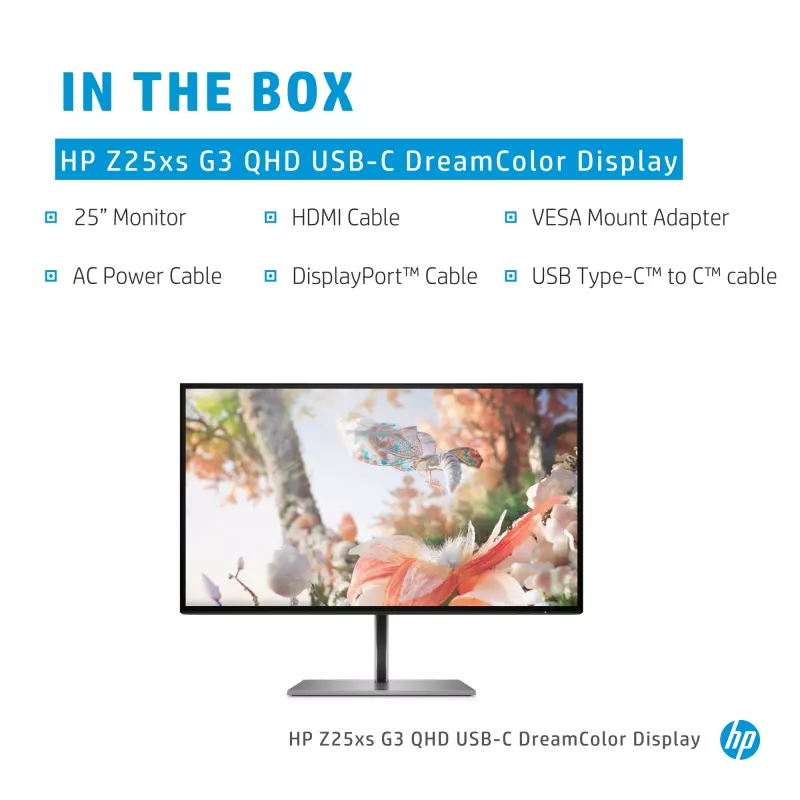 HP Z25xs G3 datora monitors 63,5 cm (25 colli) 2560 x 1440 pikseļi Quad HD Melns