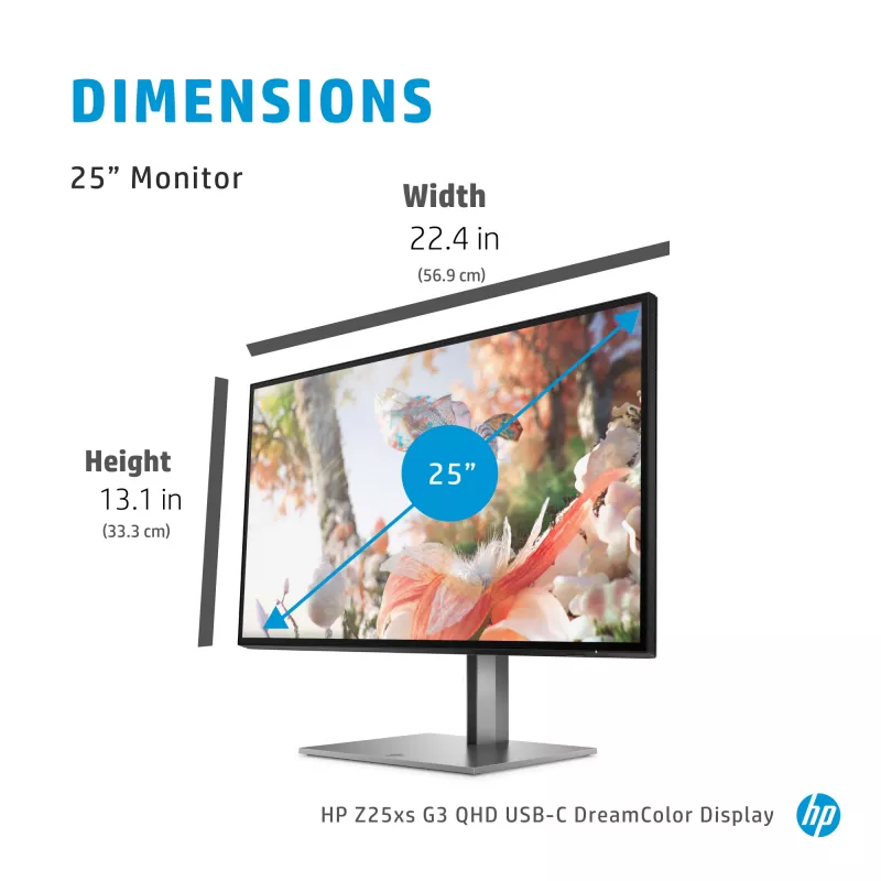 HP Z25xs G3 datora monitors 63,5 cm (25 colli) 2560 x 1440 pikseļi Quad HD Melns