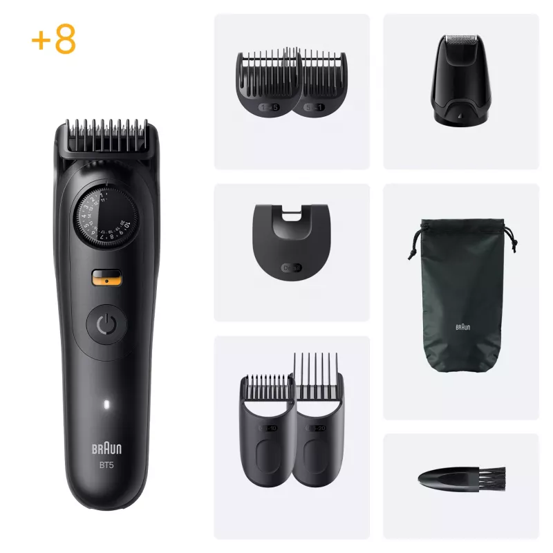 Braun BeardTrimmer 5 BT5560 bārdas trimmeris, akumulators, 40, 2 cm, slapjš/sauss, melns