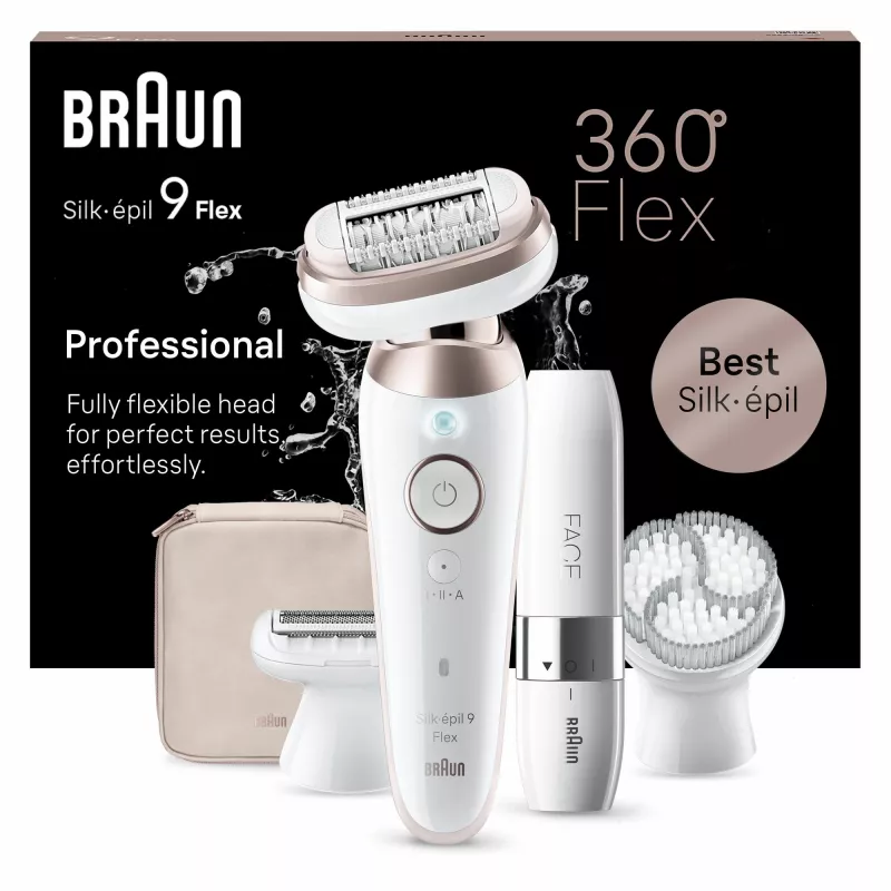 Braun Silk-épil 9 Flex 9-360 3D 40 pincetes Rozā, Balta