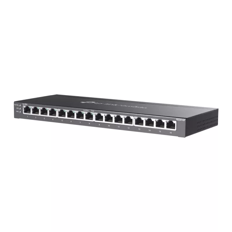 TP-Link Omada 16 portu Gigabitu viedais slēdzis ar 8 portu PoE+, pārvaldāms, L2/L2+, Gigabit Ethernet (10/100/1000), Power over Ethernet (PoE), stiprināšana statīvā