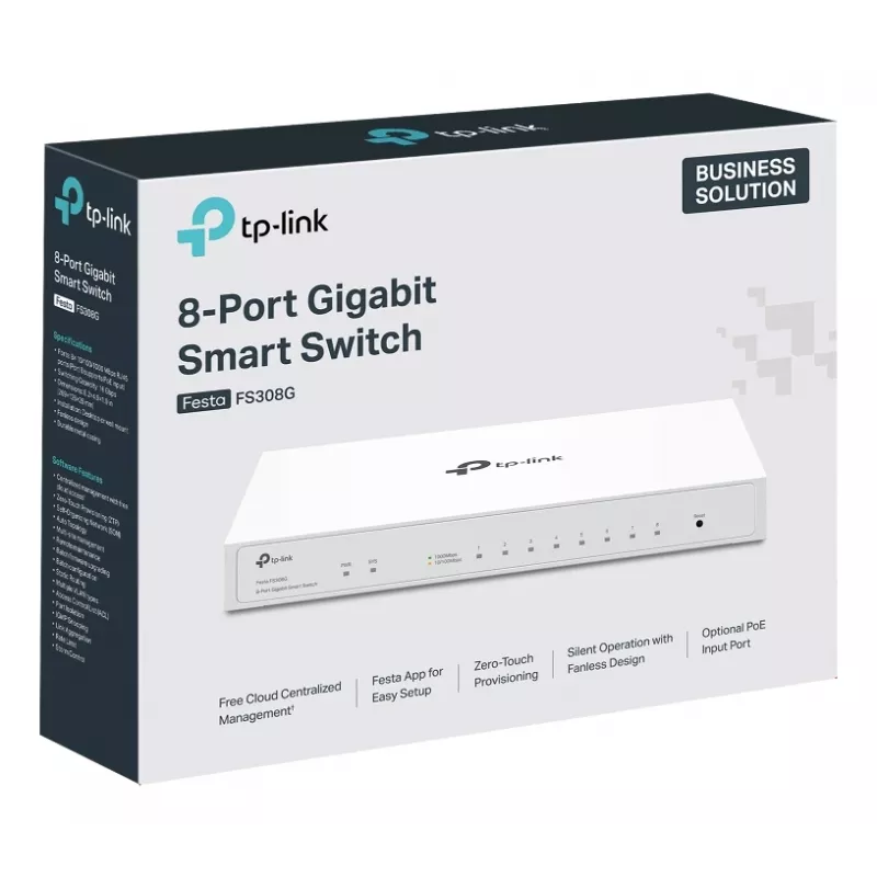 TP-Link Festa FS308G Pārvaldīts L2/L2+ Gigabitu Ethernet (10/100/1000) Power over Ethernet (PoE) Balts