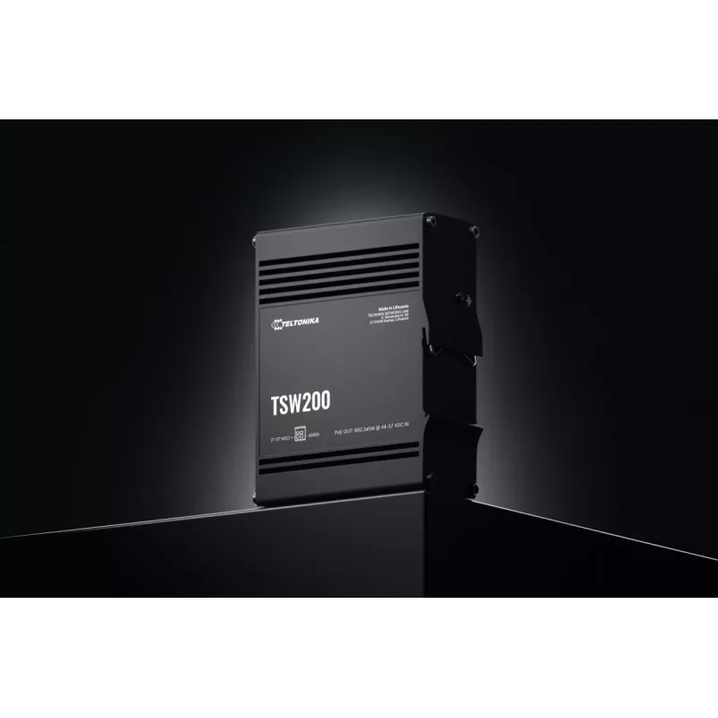 TELTONIKA TSW200 Rūpnieciskais neuzraudzītais PoE+ Gigabitu Ethernet slēdzis