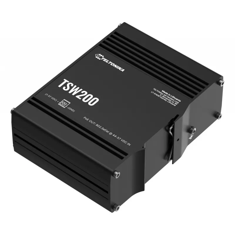 TELTONIKA TSW200 Rūpnieciskais neuzraudzītais PoE+ Gigabitu Ethernet slēdzis