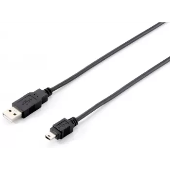 Equip USB 2.0 Tips A to Mini-B kabelis, 1.8m, USB A, Mini-USB B, USB 2.0, Male/Male, Melns