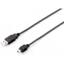 Equip USB 2.0 Tips A to Mini-B kabelis, 1.8m, USB A, Mini-USB B, USB 2.0, Male/Male, Melns