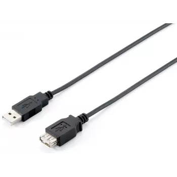 Equip USB 2.0 Type A pagarinātāja kabelis, vīrišķais – sievišķais, 1,8 m, melns