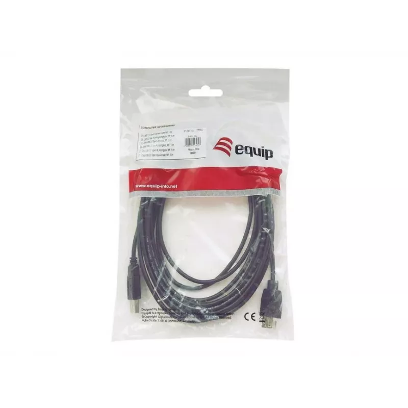 Equip USB 2.0 Type A to Type B kabelis, 2,0 m, melns