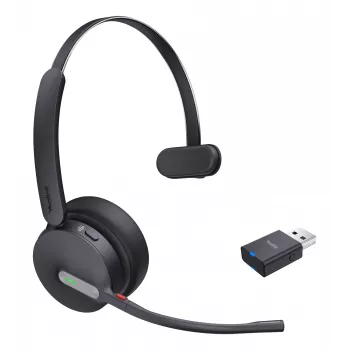 Yealink WH64 Hybrid Mono Teams austiņas, bezvadu, galvas saite, birojam/zvanu centram, Micro-USB, Bluetooth, melna