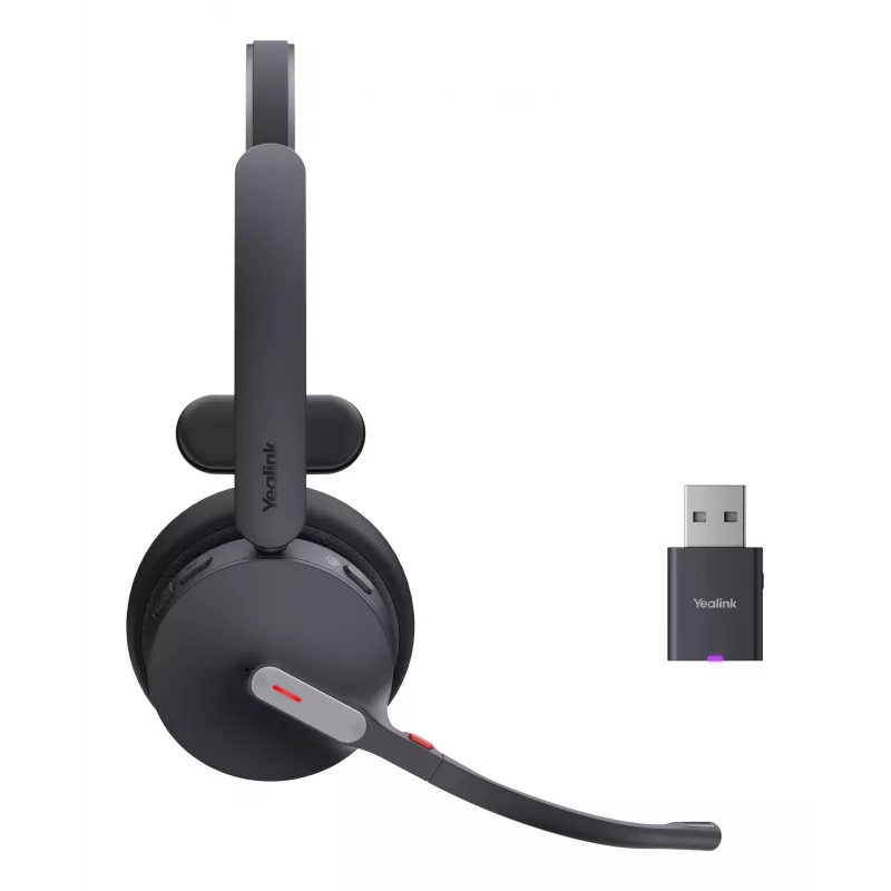 Yealink WH64 Hybrid Mono Teams austiņas, bezvadu, galvas saite, birojam/zvanu centram, Micro-USB, Bluetooth, melna