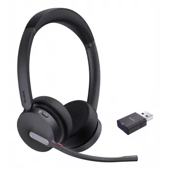 Yealink WH64 Hybrid Dual Teams bezvadu austiņas ar galvas saiti, birojam/zvanu centram, Micro-USB, Bluetooth, melna