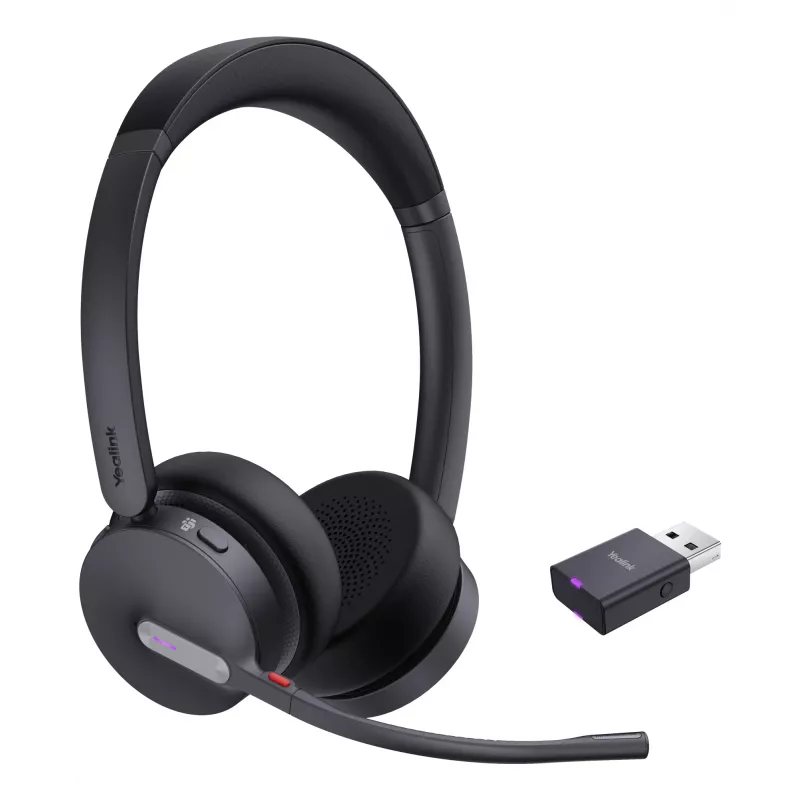 Yealink WH64 Hybrid Dual Teams bezvadu austiņas ar galvas saiti, birojam/zvanu centram, Micro-USB, Bluetooth, melna