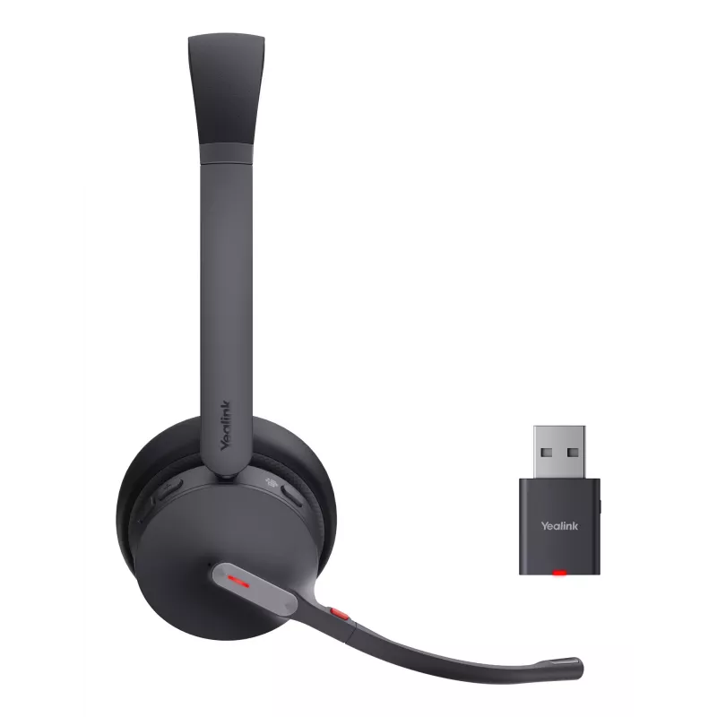 Yealink WH64 Hybrid Dual Teams bezvadu austiņas ar galvas saiti, birojam/zvanu centram, Micro-USB, Bluetooth, melna