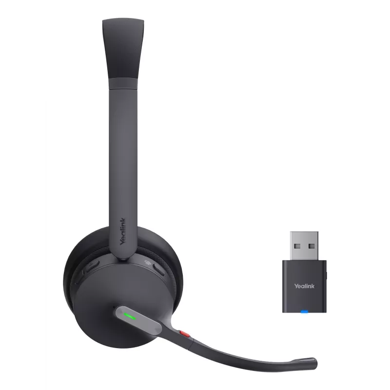 Yealink WH64 Hybrid Dual Teams bezvadu austiņas ar galvas saiti, birojam/zvanu centram, Micro-USB, Bluetooth, melna