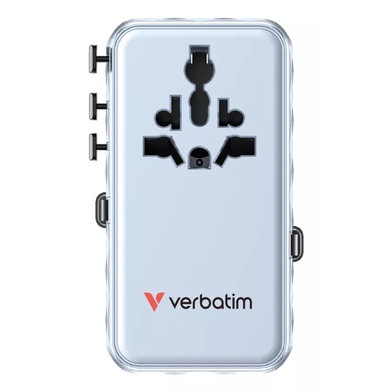 Verbatim Charge 'n' Travel 70W 2C izvelkams universāls ceļojumu adapteris zils