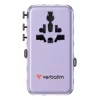 Verbatim Charge 'n' Travel 70W 2C izvelkams universāls ceļojumu adapteris, violets