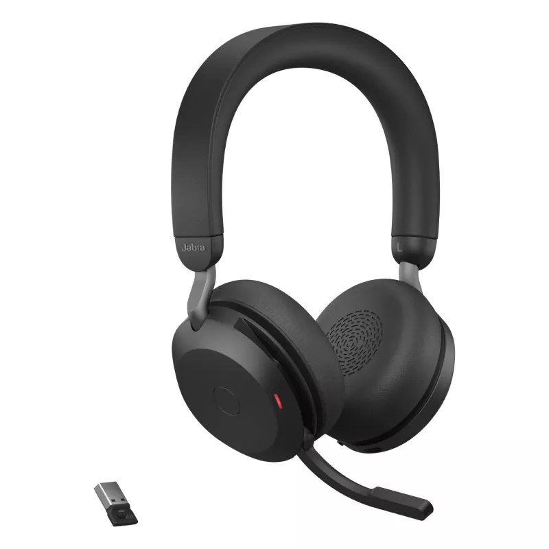Austiņas Jabra Evolve2 75 USB-A UC ar galda statīvu Melnas