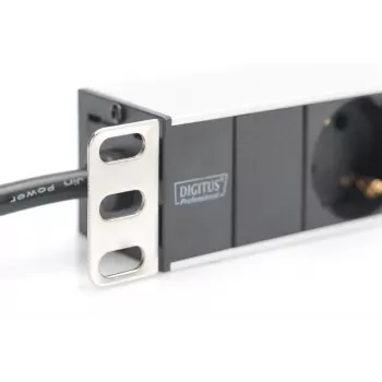 DIGITUS 1U Alumīnijs PDU, rackmountable rated power: 16A, 4000W, 250VAC 50/60Hz, 8x safety outlets