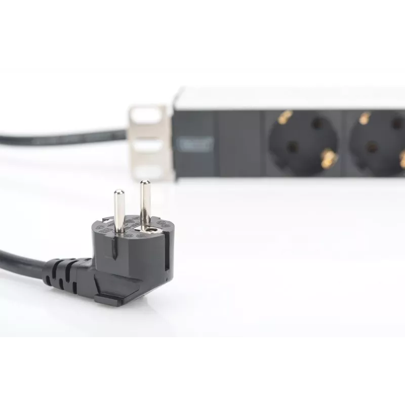 DIGITUS 1U Alumīnijs PDU, rackmountable rated power: 16A, 4000W, 250VAC 50/60Hz, 8x safety outlets