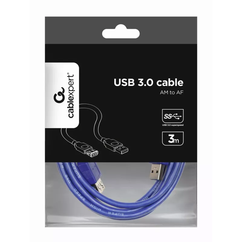 GEMBIRD USB 3.0 pagarinātāja kabelis 3 m