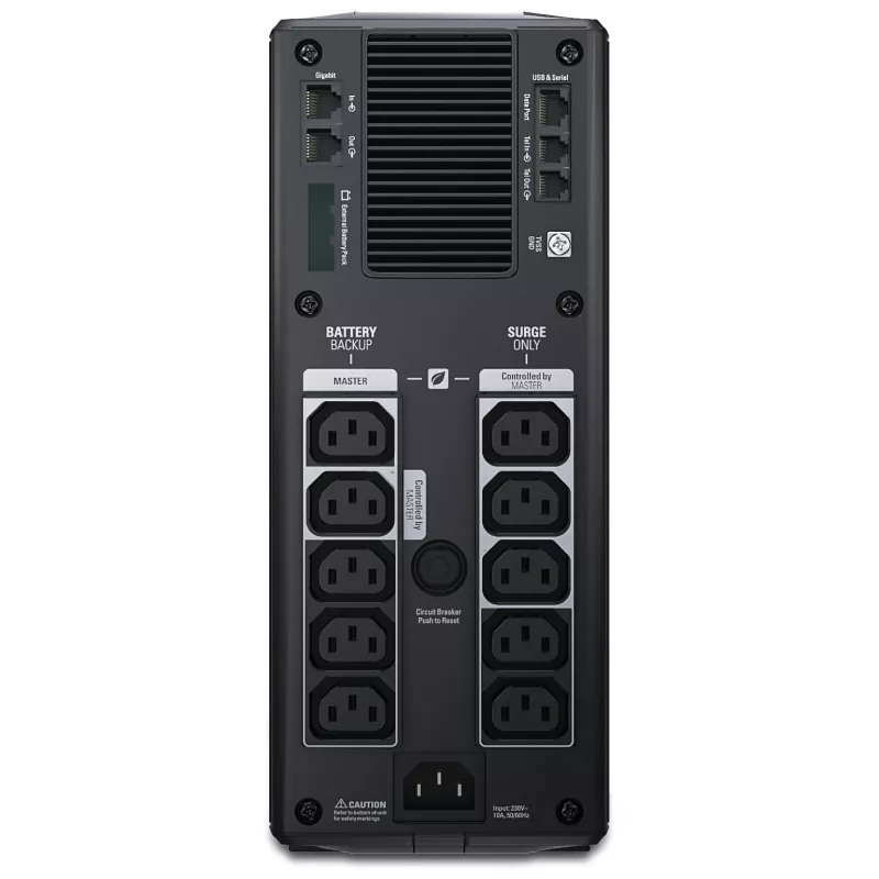 APC Back-UPS Pro, 1500VA/865W, Tower, 230V, 10x IEC C13 izejas, AVR, LCD, lietotāja nomaināms akumulators