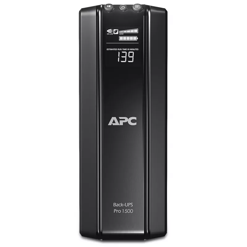 APC Back-UPS Pro, 1500VA/865W, Tower, 230V, 10x IEC C13 izejas, AVR, LCD, lietotāja nomaināms akumulators