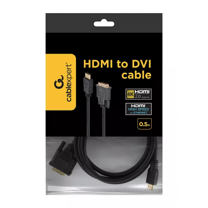 GEMBIRD HDMI uz DVI vīrišķais-vīrišķais kabelis ar zeltītiem savienotājiem 2,0 m lieltirgotāja iepakojumā