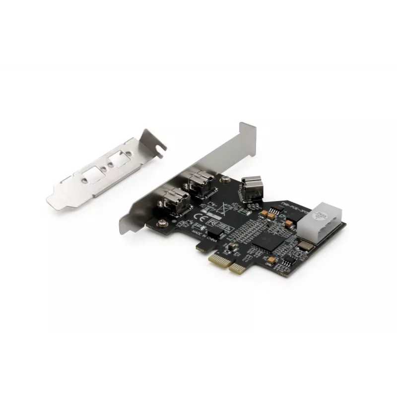 DIGITUS IEEE 1394b saskarnes karte, PCI-e ar 3 pieslēgvietām, 2x 9 kontaktu ārējā +1x 9 kontaktu iekšējā