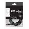USB kabelis, Gembird 4.5m USB 2.0 A/B M, melns, vīrišķais/vīrišķais