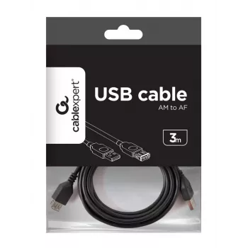 GEMBIRD USB 2.0 Type-A uz USB Type-A pagarinātāja kabelis (AM/AF), 1m - melns