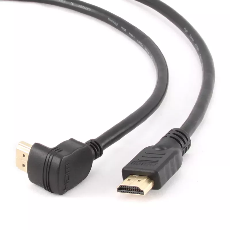 GEMBIRD High Speed HDMI kabelis ar Ethernet, 90 grādu uz augšu vērsts savienotājs, 3m