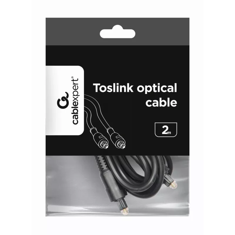 Audio kabelis, Gembird Toslink, 2 m, melns, vīrišķais-vīrišķais savienotājs