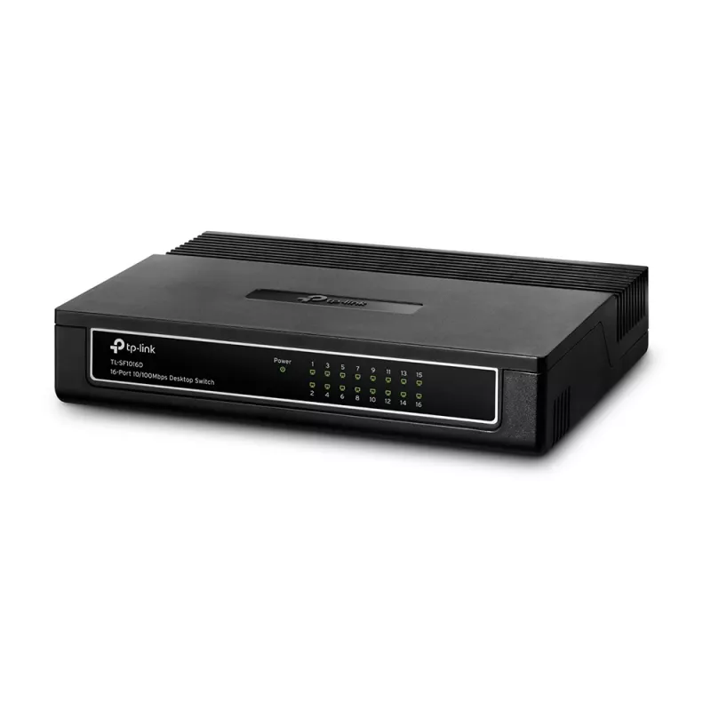 TP-Link 16 portu 10/100Mbps galddatora slēdzis, nepārvaldāms, Fast Ethernet (10/100), pilns duplekss, montāža statīvā, montāža pie sienas