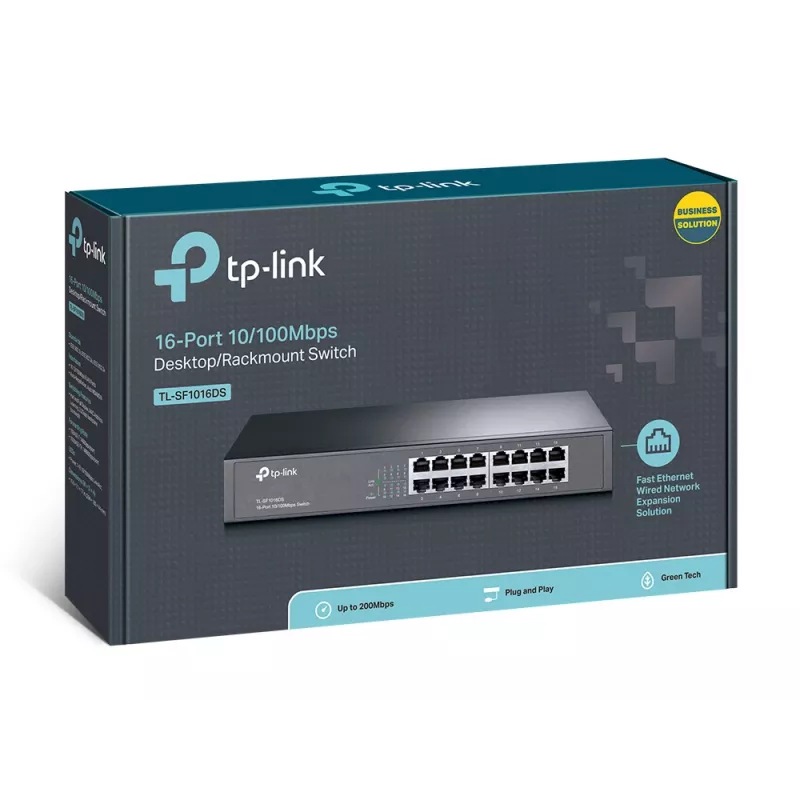 TP-Link TL-SF1016DS tīkla slēdzis Nepārvaldāms Fast Ethernet (10/100) 1U Melns