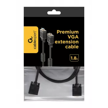 GEMBIRD Premium divkārši ekranēts VGA pagarinātāja kabelis ar ferīta serdeņiem, 1,8 m