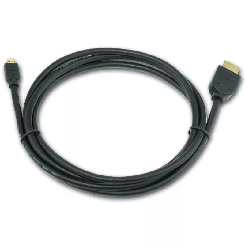 GEMBIRD HDMI vīrieša–mikro D-vīrieša kabelis ar zeltītiem savienotājiem, 2,0 m, melns