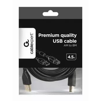 GEMBIRD Premium Quality USB A-spraudnis uz B-spraudni kabelis 4.5m - Melns