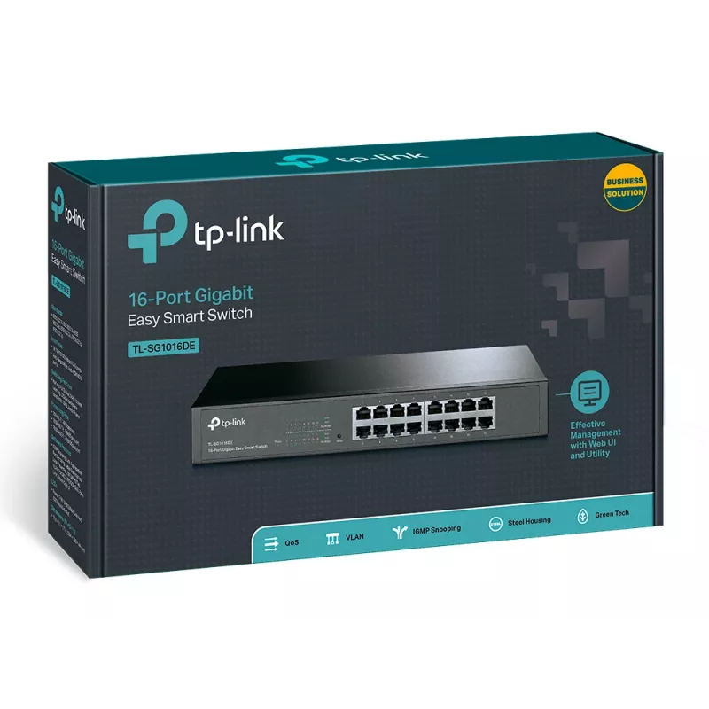 TP-Link 16 portu Gigabit Easy Smart tīkla slēdzis, pārvaldīts, L2, Gigabit Ethernet (10/100/1000), stiprināšana statīvā, 1U